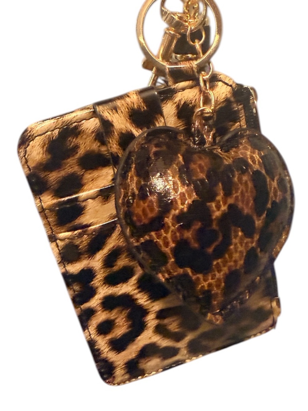 Leopard Print Wristlet Keychain Wallet Card Holder Tassel Charm Set - Picture 5 of 6